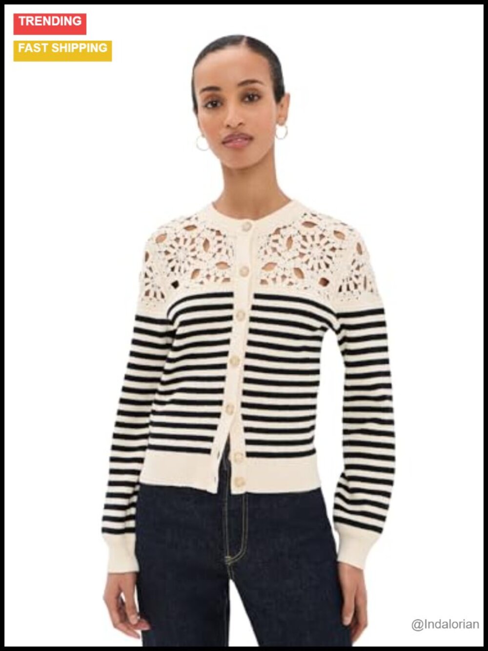 FRAME Women's The Coastal Stripe Cardigan